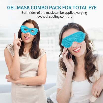 2PCS Gel Eye Mask Reusable Cold Therapy Gel Bead Eye Mask for Puffiness/Dark Circles/Eye Bags/Dry Eyes/Headaches/Migraines/Stress Relief (Blue) CONSGIJI
