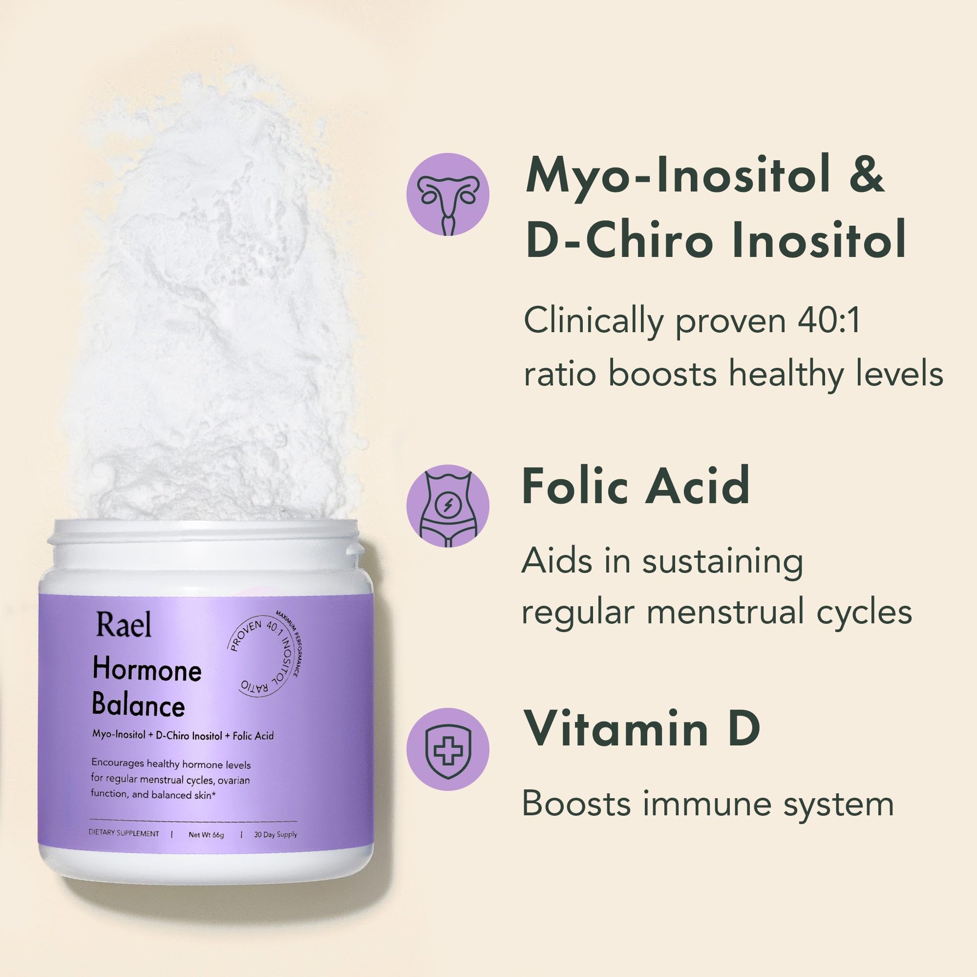 Rael Hormone Balance for Women, Myo Inositol Powder - Myo-Inositol & D-Chiro Inositol Rael buy australia supplements