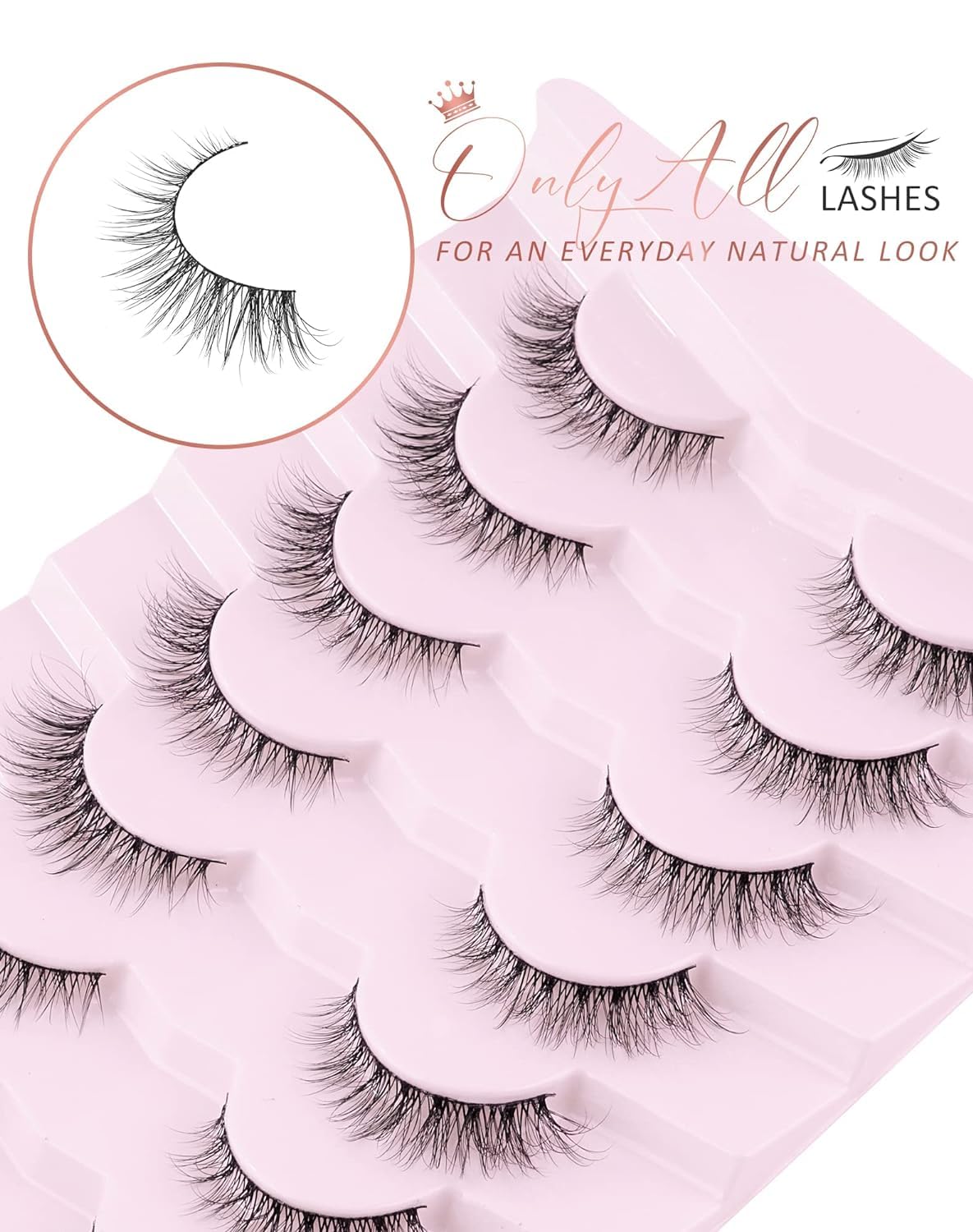 Onlyall Natural Lashes Wispy Lashes Natural Look False Eyelashes Soft Fluffy Fake Eyelashes 7 Pairs D1 Natural (6-13MM) Onlyall