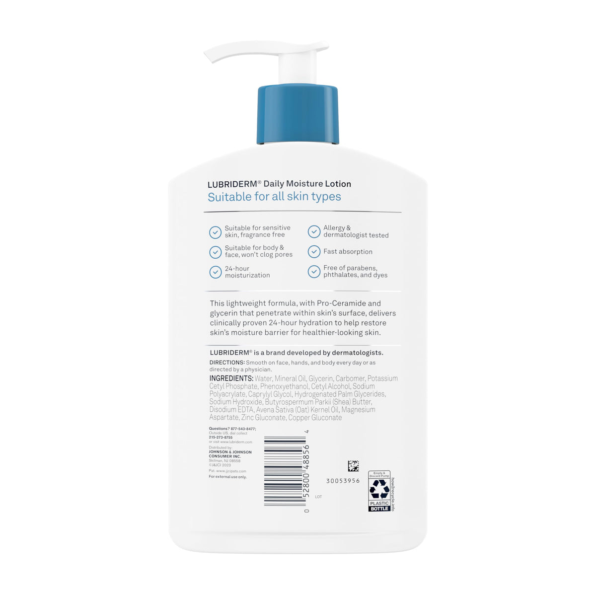 Lubriderm Daily Moisture Body Lotion, Fragrance Free, 16 fl. oz Lubriderm