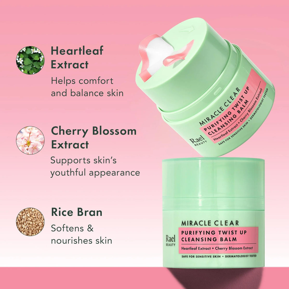 Rael Miracle Clear Facial Cleanser Face Wash (Cleansing Balm, 1.69 oz) Rael