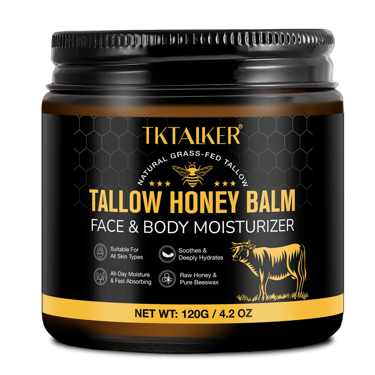 Beef Tallow for Skin, Beef Tallow for Face, Hydrating Tallow Balm with TKTALKER