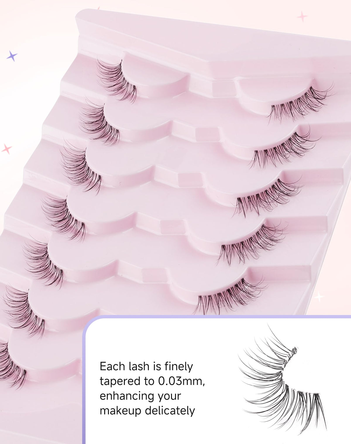 Easeful Half Lashes Natural Corner Eyelashes Wispy Natural Look Clear Band 3/4 Lashes Half-01 Easeful