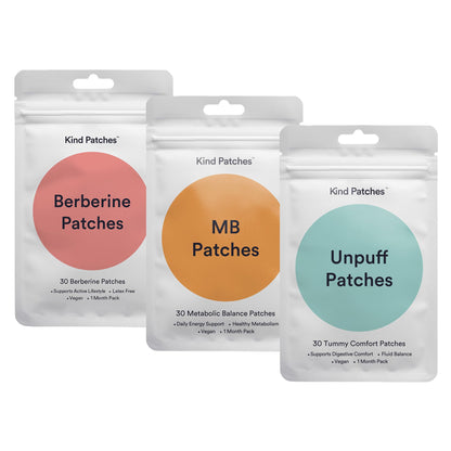 Kind Patches Trio - Unpuff, MB, and Berberine Patches - Vegan, Cruelty Free, Latex Free - 3 Pack, 90 Count Kind Patches