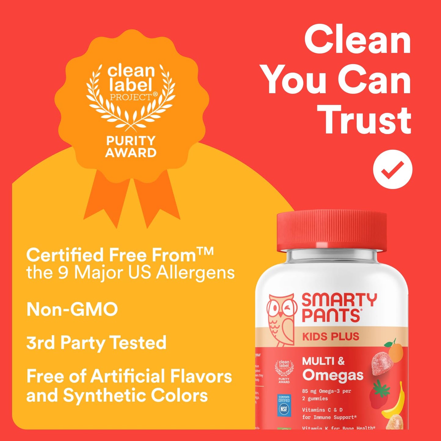 SmartyPants Kids Multivitamin Gummies with Omega 3 DHA/EPA, Vitamins D3, C, B12, B6, A, K, and Zinc, Gluten Free SmartyPants