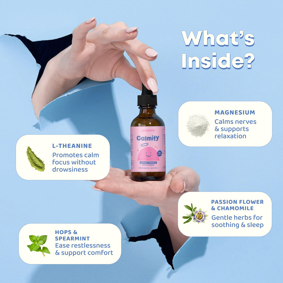 JoySpring Calmify Magnesium Citrate Liquid for Kids - Sugar-Free, Gluten-Free Calming Supplement with Chamomile JoySpring