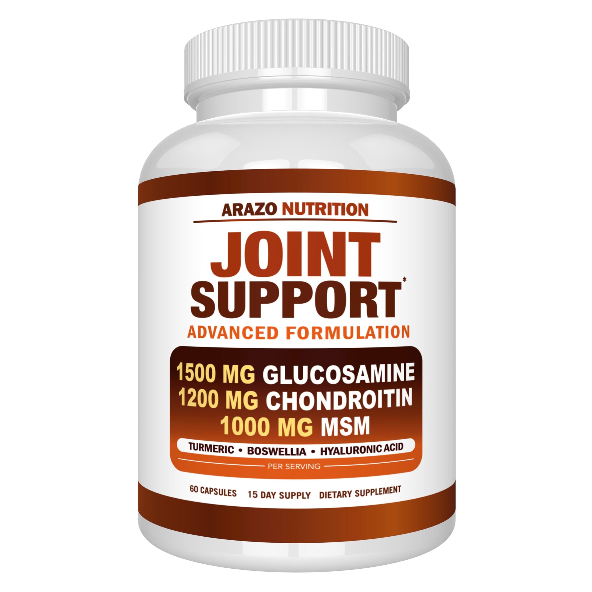 Arazo Nutrition Glucosamine Chondroitin Turmeric Msm Boswellia - Joint Support Supplement for Relief for Bones, Back, Knees, Hands (180 Tablets) Gsupps Australia