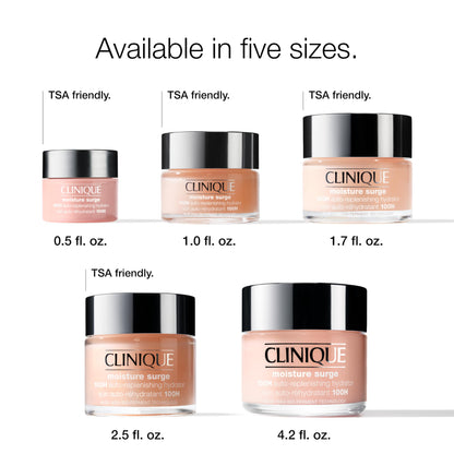 Clinique Moisture Surge 100H Auto-Replenishing Hydrator Oil Free Face Moisturizer | With Hyaluronic Acid, Aloe Bioferment and Vitamins C + E | For All Skin Types | Hydrating + Moisturizing, 1 Fl Oz Clinique