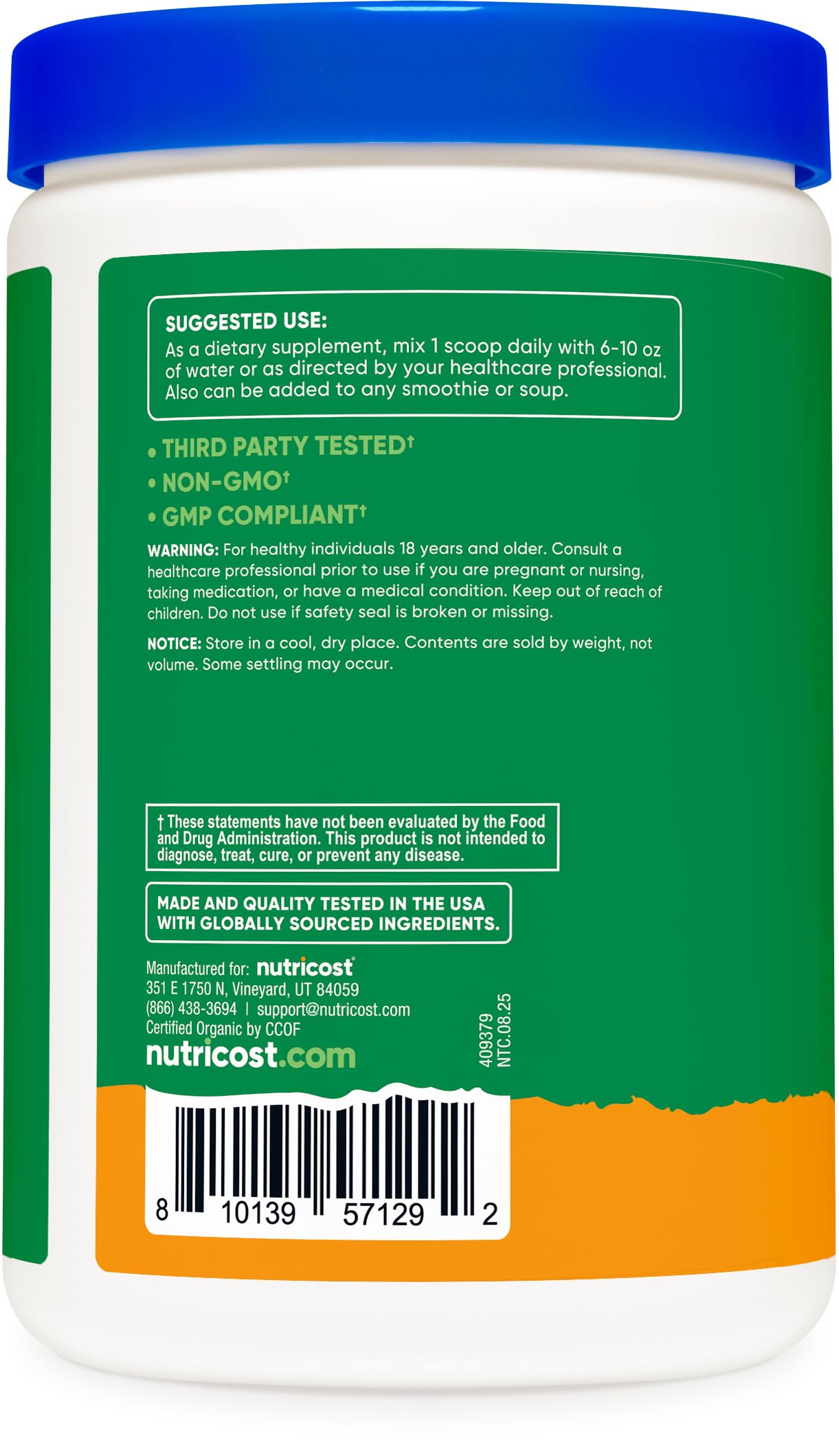 Nutricost Organic Super Greens Powder (30 Servings) Orange Sunrise Flavor - Superfood Supplement Drink Mix Nutricost buy australia supplements