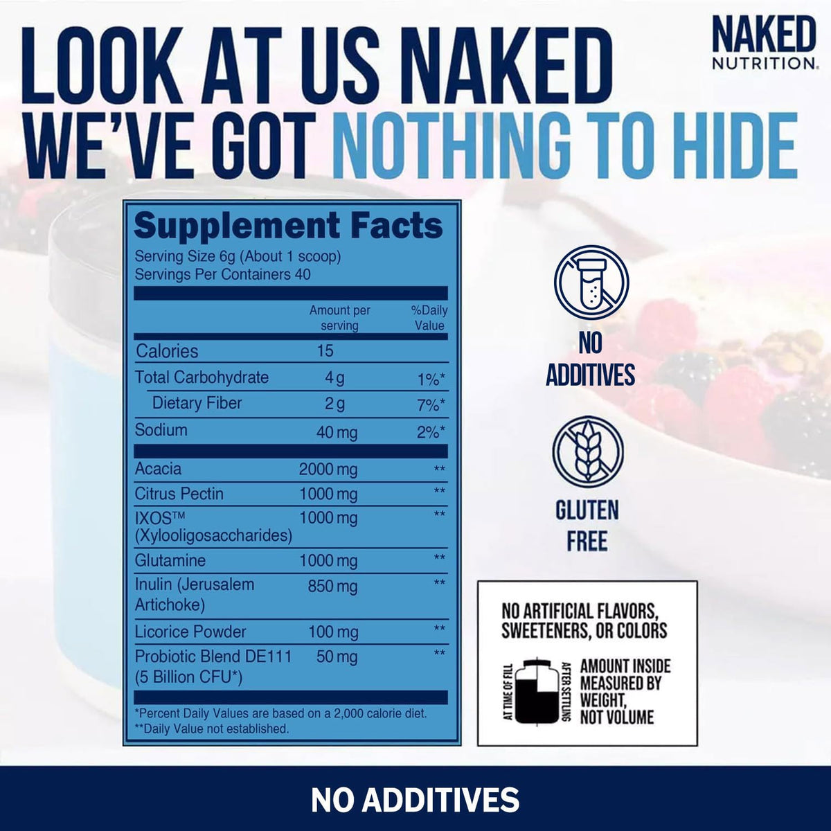 NAKED Gut - Daily Gut Health Supplement - Natural Gut Health Powder for Gut Cleanse, Digestive Support, GMO-Free, Soy-Free, Gluten-Free, NAKED