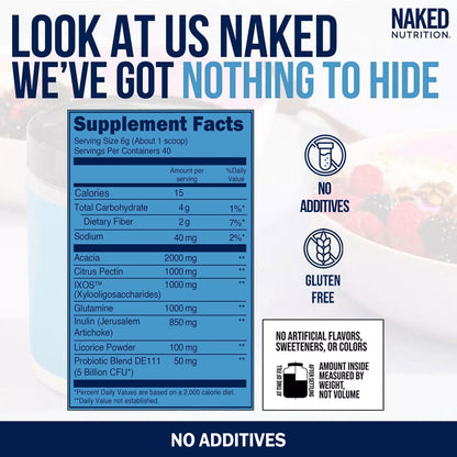 NAKED Gut - Daily Gut Health Supplement - Natural Gut Health Powder for Gut Cleanse, Digestive Support, GMO-Free, Soy-Free, Gluten-Free, NAKED