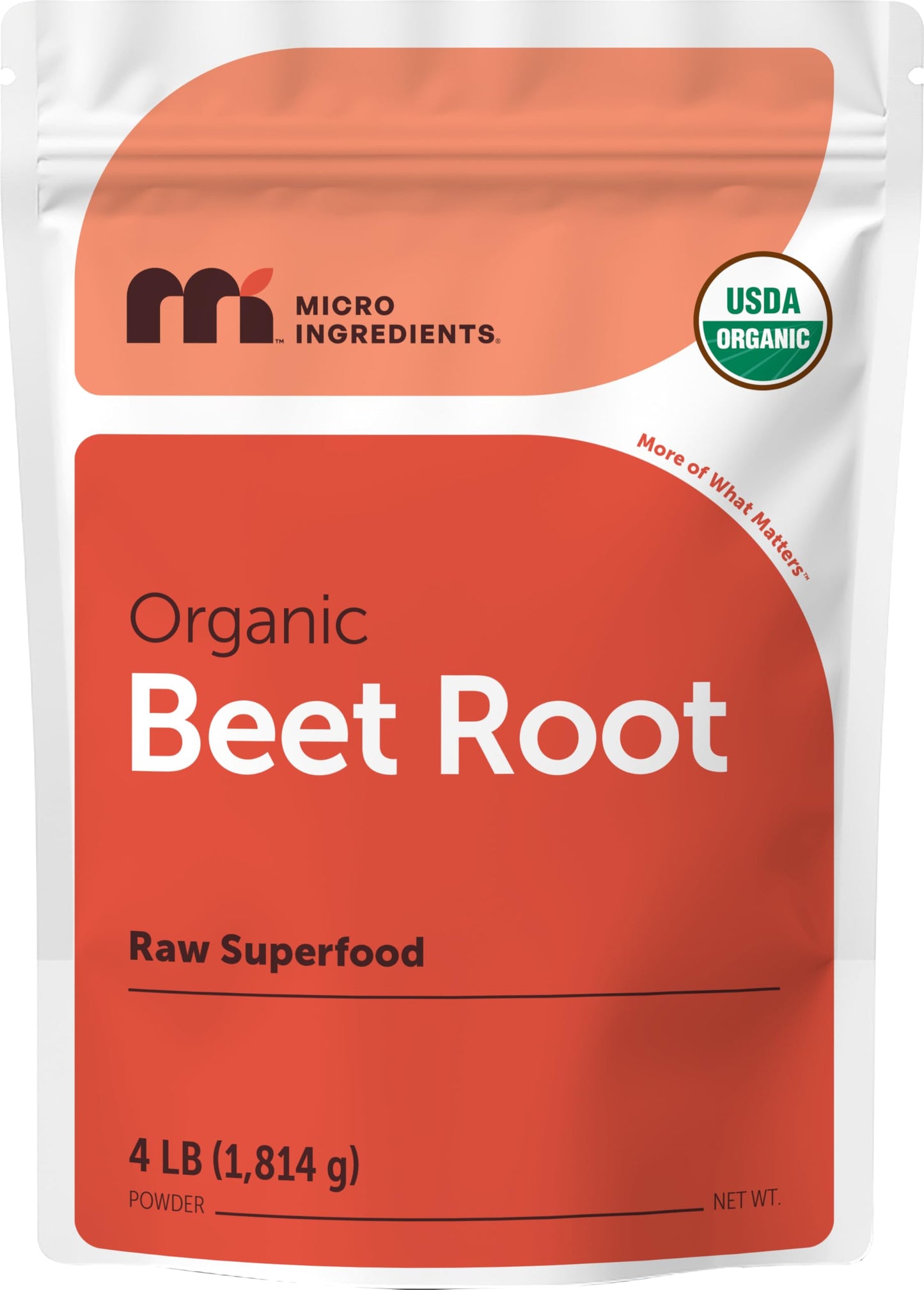 Micro Ingredients Organic Beet Root Powder, 4 Pounds | Cold Pressed, Water Soluble, High Concentrated Raw Beetroot Supplement | Natural Nitric Oxide Superfood Drink Mix Micro Ingredients