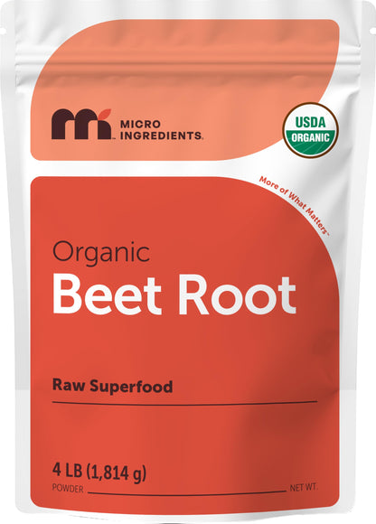 Micro Ingredients Organic Beet Root Powder, 4 Pounds | Cold Pressed, Water Soluble, High Concentrated Raw Beetroot Supplement | Natural Nitric Oxide Superfood Drink Mix Micro Ingredients