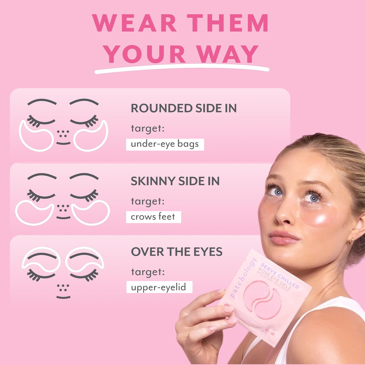 Patchology Serve Chilled Rosé Hydrating Under Eye Patches – Hyaluronic Acid & Antioxidant-Infused Eye Masks to Reduce Dark Circles Patchology