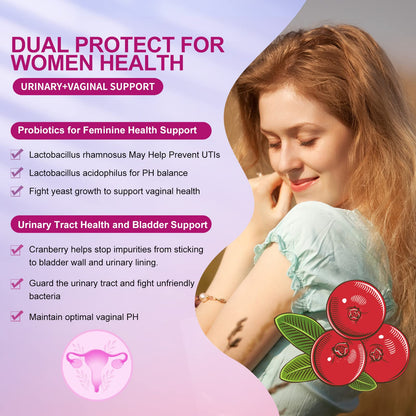 OMOGS Women's Probiotic, with Cranberry Extract, Organic Prebiotics & Vitamin C, 90 Billion CFUs,18 Strains, Help for Boost Immune, Digestive, Gut Health & Women's Health OMOGS