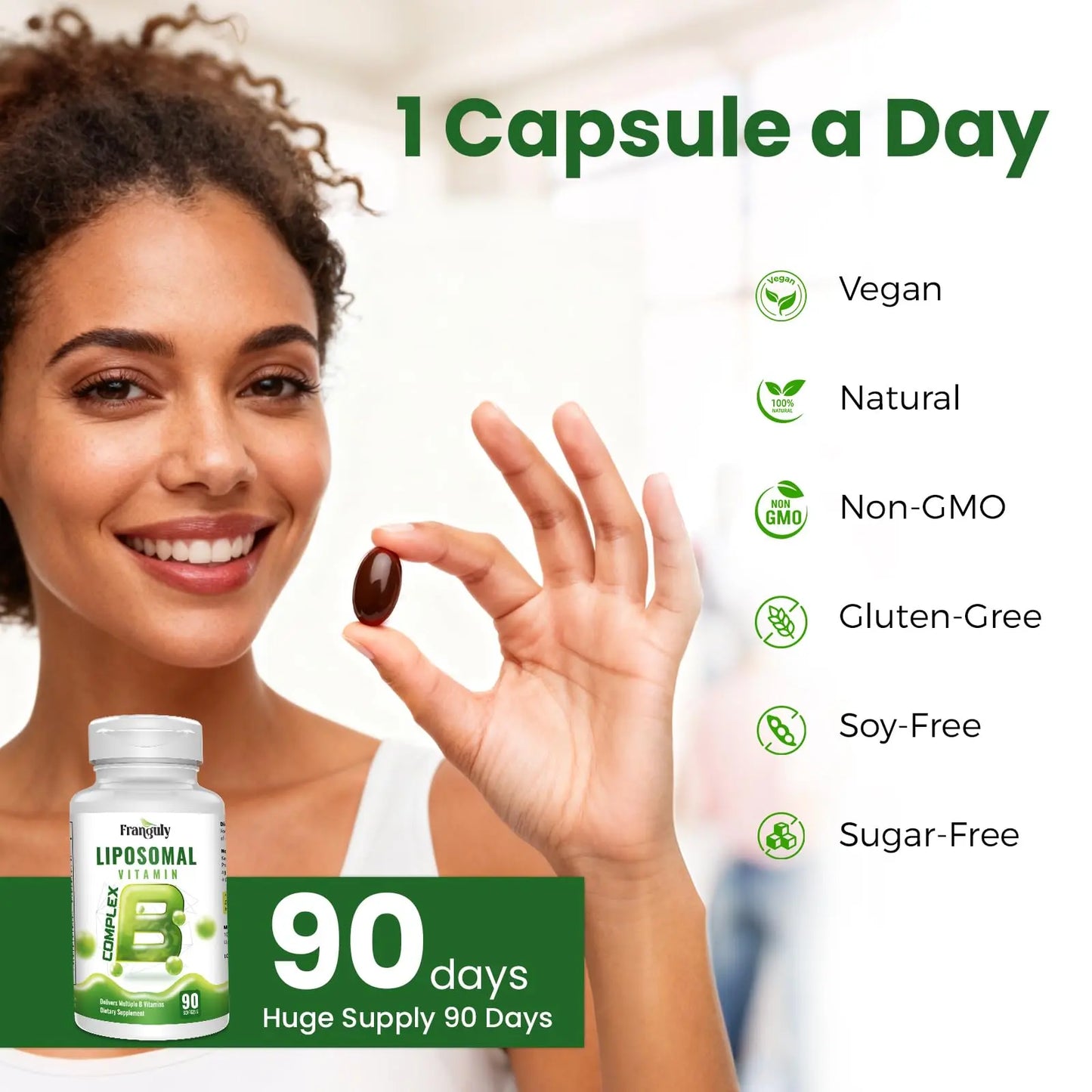 Liposomal B Complex for High Absorption Methylated B12,L-Methyfolate(5-MTHF ),Full Active B Vitamins with Choline Inositol-Energy, Metabolism,Brain & Heart Support Franguly