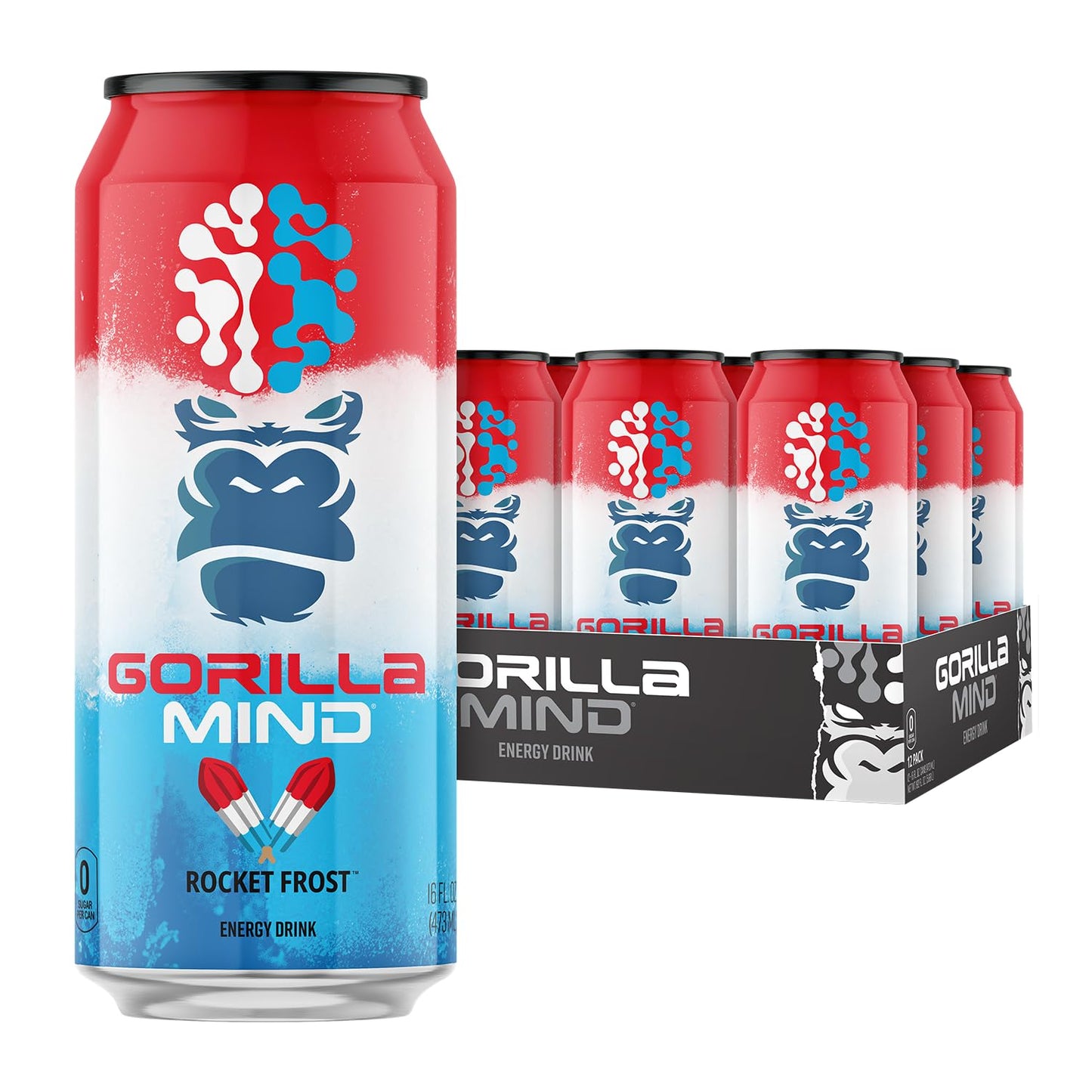 Gorilla Mind Energy Drink | Unmatched Energy · Amplified Focus | N-Acetyl-L-Tyrosine, Alpha-GPC, 200mg Caffeine, Uridine, Saffron | 0 Sugar Or Artificial Colors | 16oz, 12-Pack (Black Cherry Vanilla)