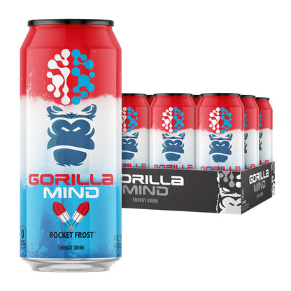 Gorilla Mind Energy Drink | Unmatched Energy · Amplified Focus | N-Acetyl-L-Tyrosine, Alpha-GPC, 200mg Caffeine, Uridine, Saffron | 0 Sugar Or Artificial Colors | 16oz, 12-Pack (Black Cherry Vanilla)