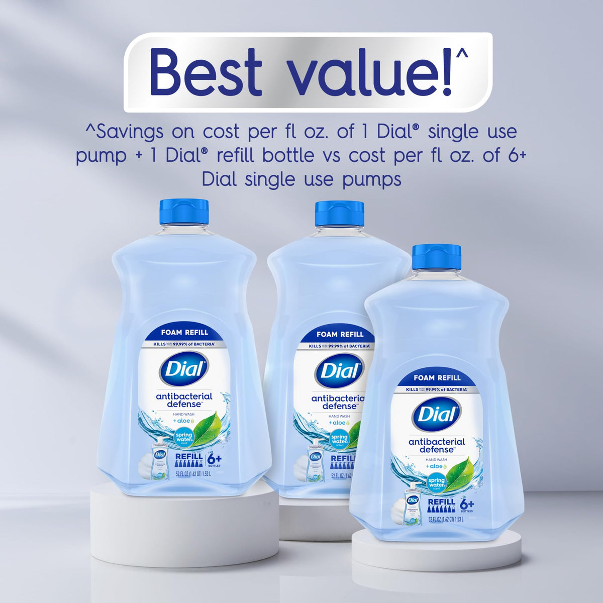 Dial Antibacterial Defense Foaming Hand Soap Refill, Spring Water, 52 Fl Oz Dial