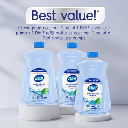 Dial Antibacterial Defense Foaming Hand Soap Refill, Spring Water, 52 Fl Oz Dial