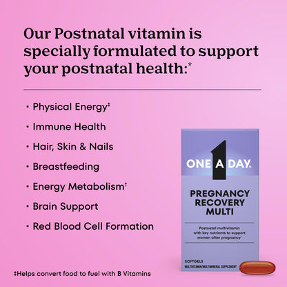 One A Day Postnatal Vitamins for Women, Postnatal Multivitamin with Folic Acid, Omega-3 DHA, B Vitamins, Support Immune Health, Breastfeeding ONE A DAY