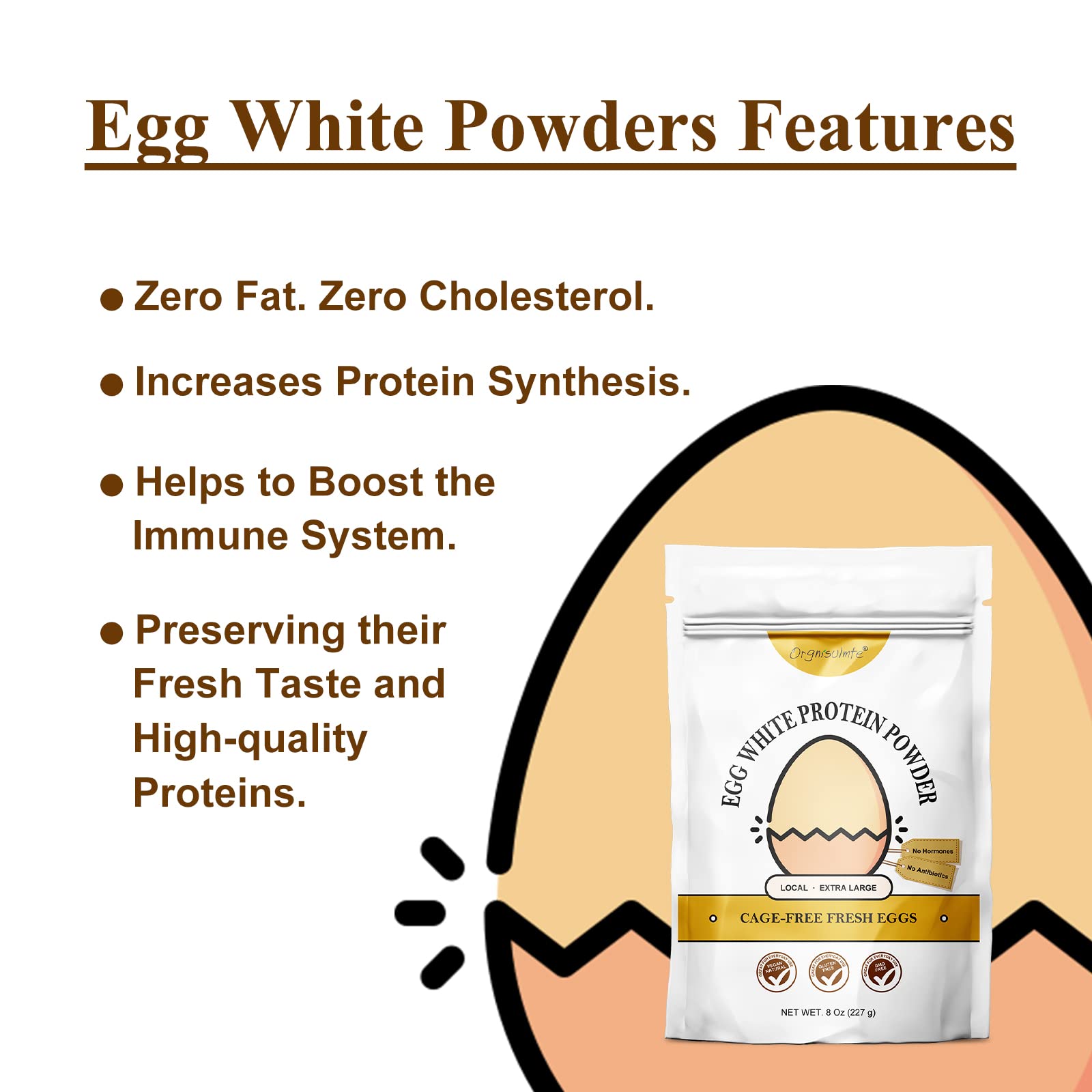 Orgnisulmte Egg White Protein Powder 8 Oz, Pasteurized Dried Egg Whites Protein, Gluten-Free, Non-GMO, Unflavored, Free Range High Whip for Baking, Desserts 227g orgnisulmte buy australia supplements