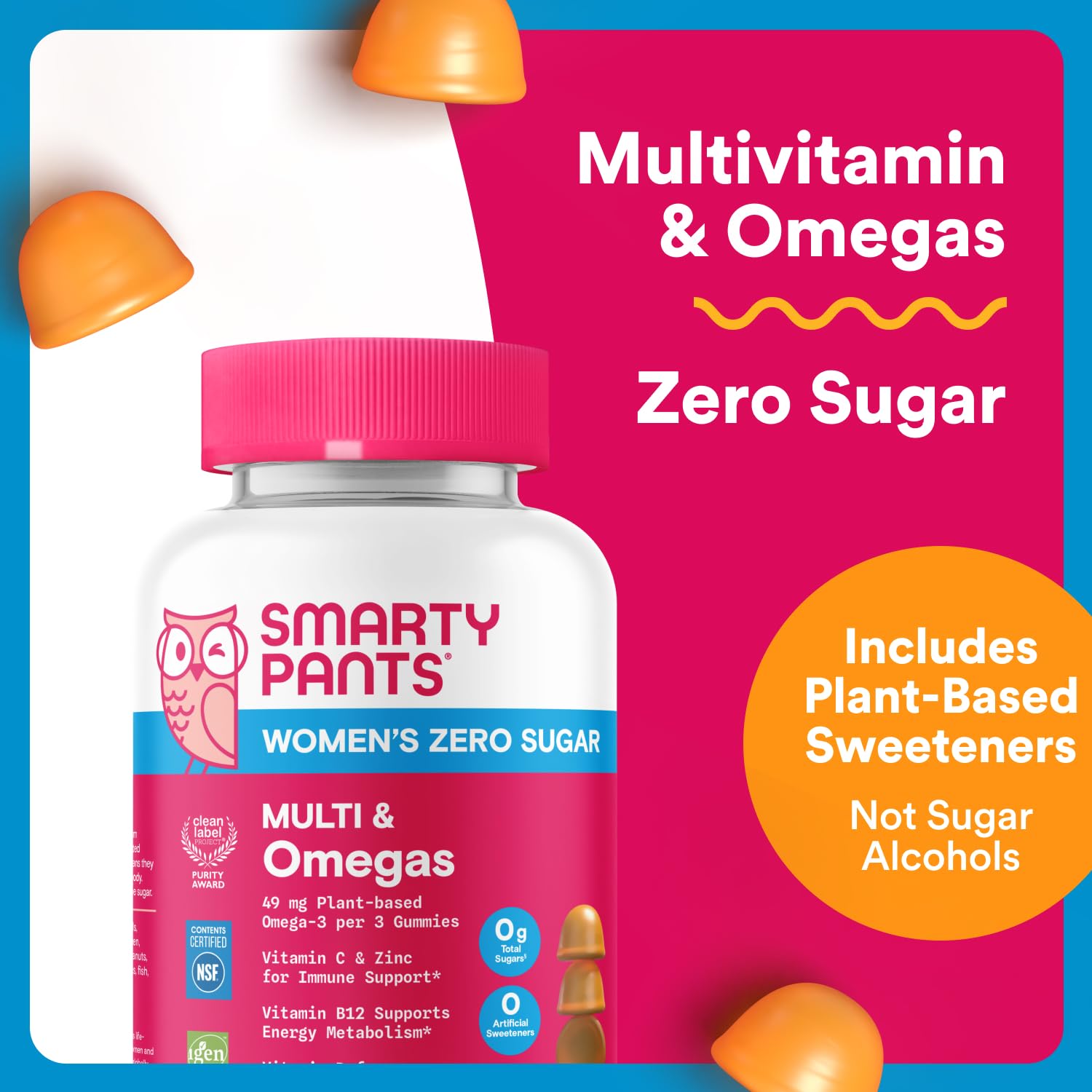 SmartyPants Zero Sugar Women’s Multivitamin Gummies: Biotin, Methylfolate, Omega 3 (ALA), Vitamin D3, C, Vitamin B12, B6, A, K, Zinc, Inositol SmartyPants buy australia supplements