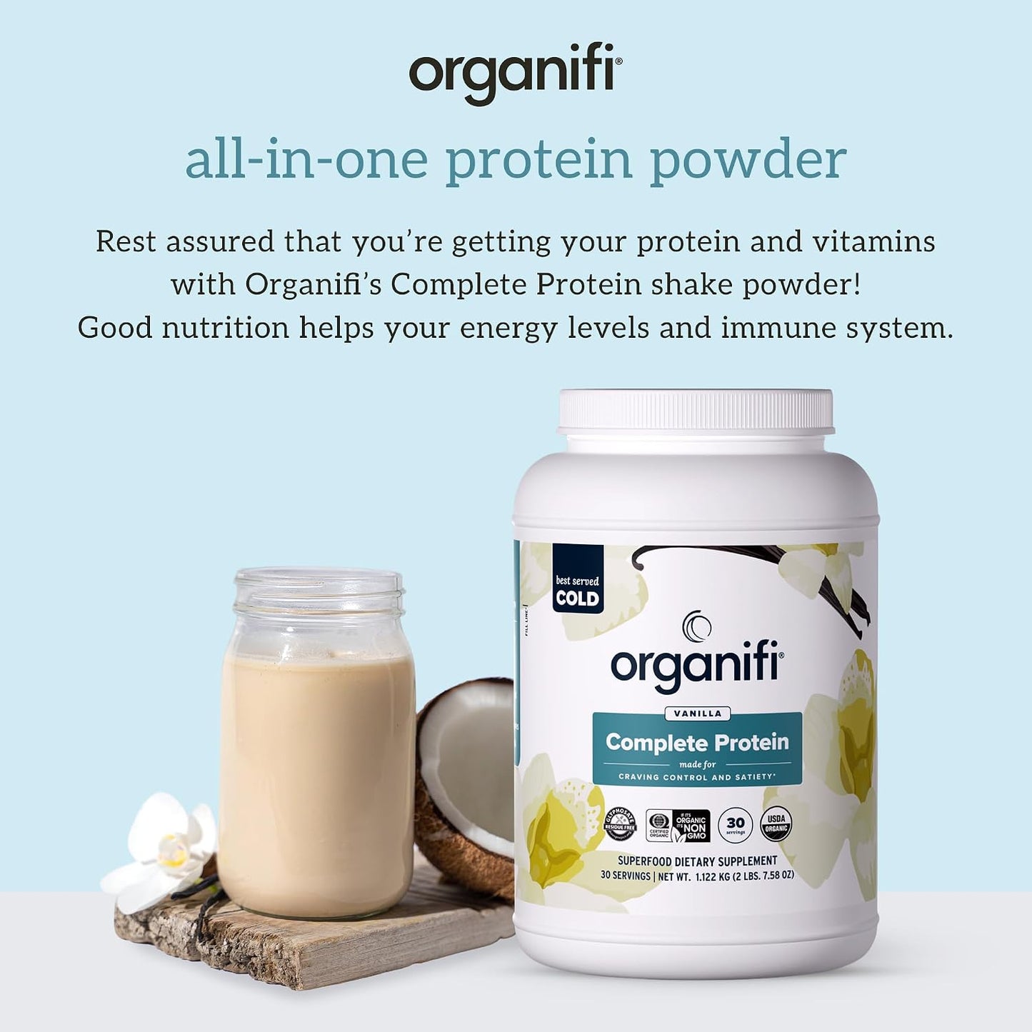 Organifi Complete Protein Vanilla Flavor - Organic Vegan Plant Based Protein Powder with Digestive Enzymes - 30 Day Supply - No Soy, Dairy, or Gluten Gsupps Australia