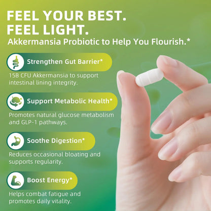 GREENPEOPLE Akkermansia Probiotics 15B CFU for Gut Function, 60CT Probiotics Supplement with Ceylon Cinnamon, Turmeric | Digestive Health & Metabolic Support GREENPEOPLE