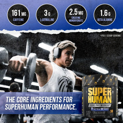 ALPHA LION Core Pre Workout Powder Bundle for Pump & Tri-Source Caffeine for Sustained Energy, Fruit Punch & Blue Raspberry Flavor (30 Servings Each)