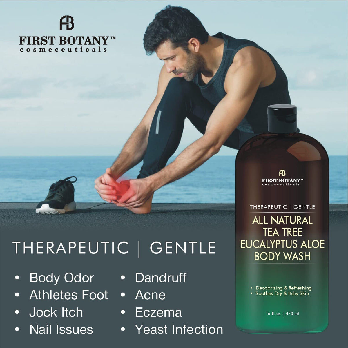 Tea Tree Eucalyptus Body Wash & Skin Cleanser for Women & Men, 16 Fl Oz First Botany