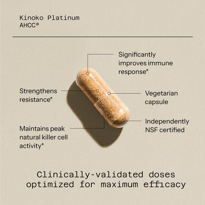 Quality of Life Premium Kinoko Platinum AHCC Herbal Supplement, 750mg per Capsule, for Immune Support, Liver Function, Maintains Natural Killer Cell Activity Quality of Life