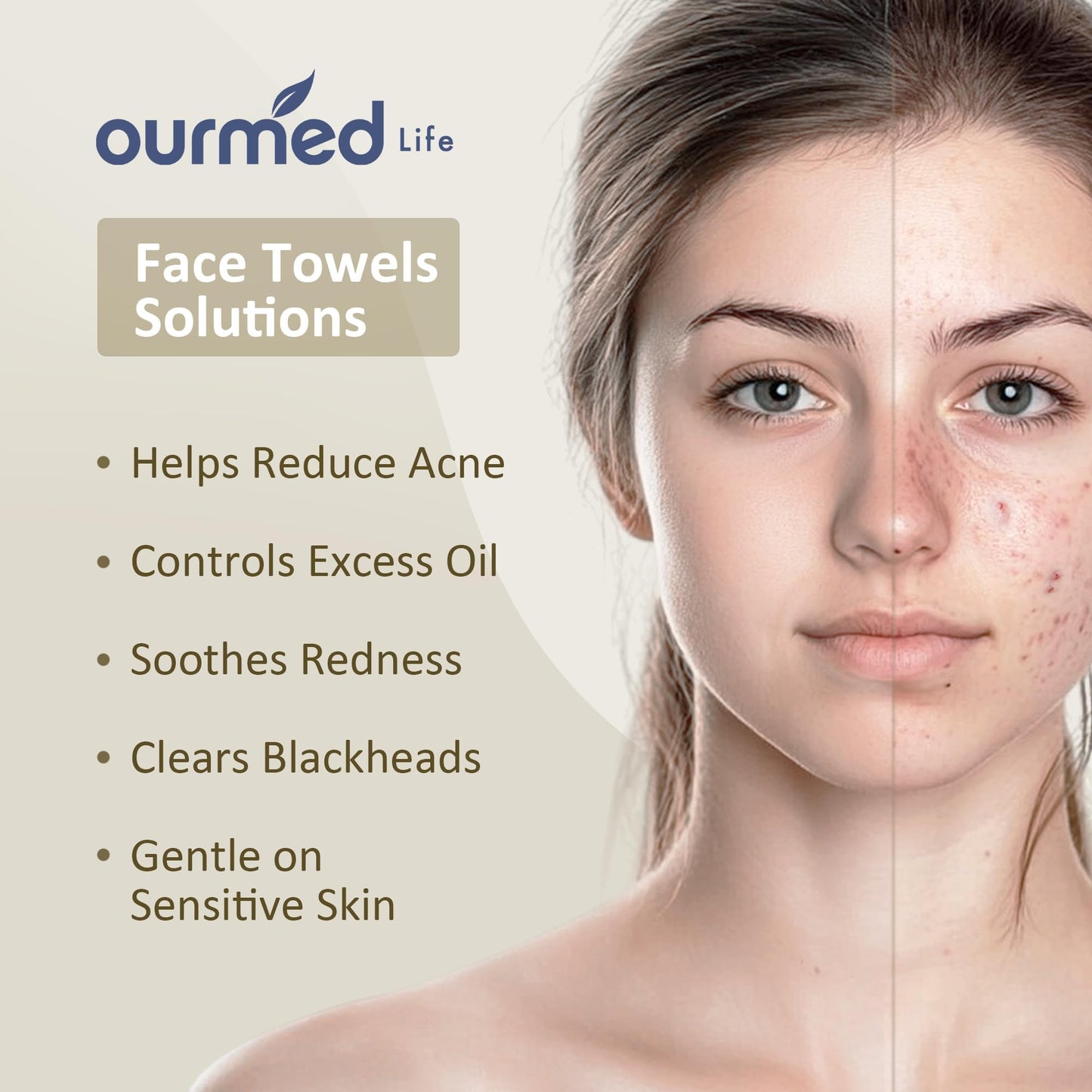 Ourmed Life Face Towels, Disposable Biodegradable Facial Towels for Sensitive Skin ourmed life