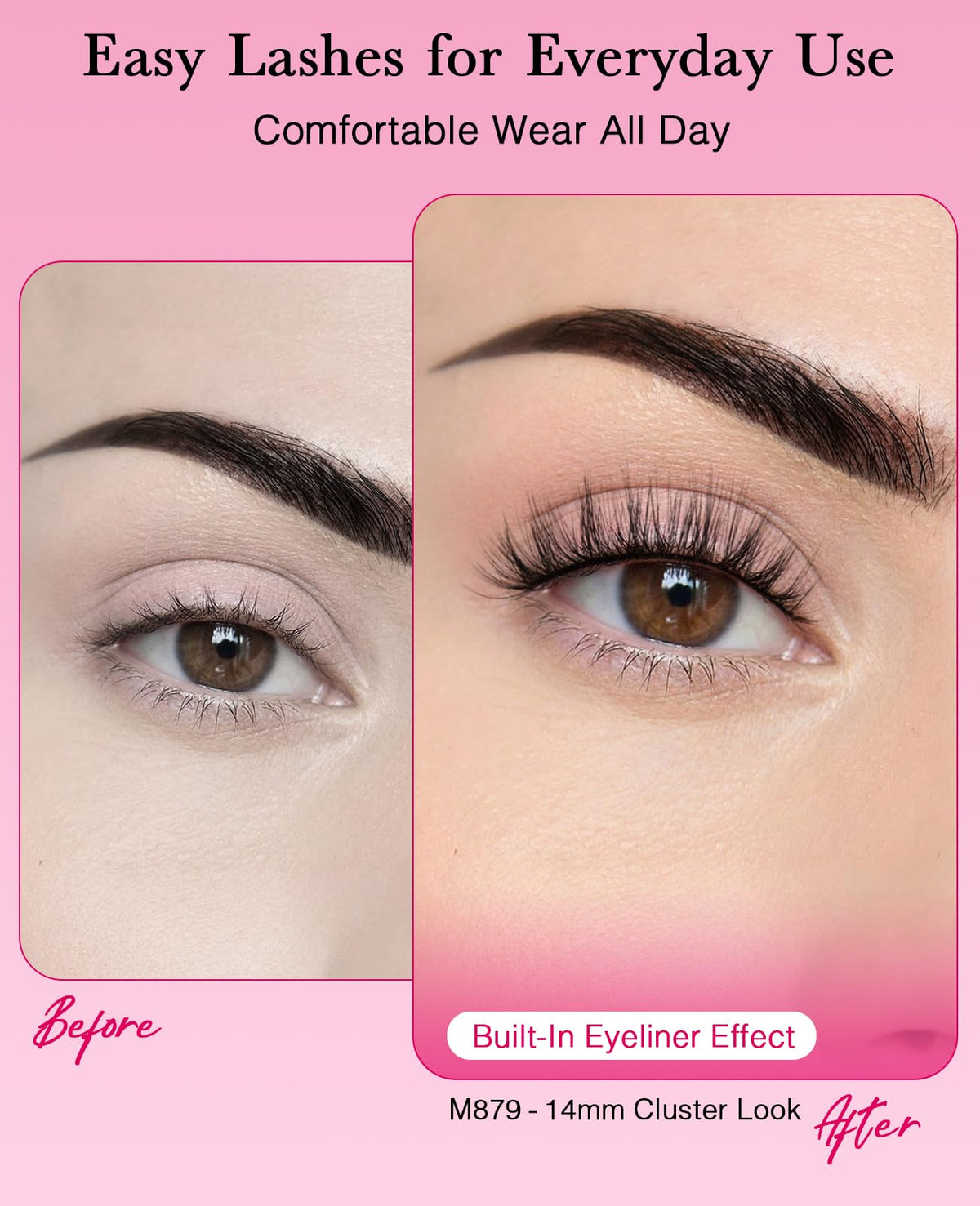 EMEDA Self Adhesive Lashes Natural Eye Pre Glued Eyelashes No Glue Needed EMEDA