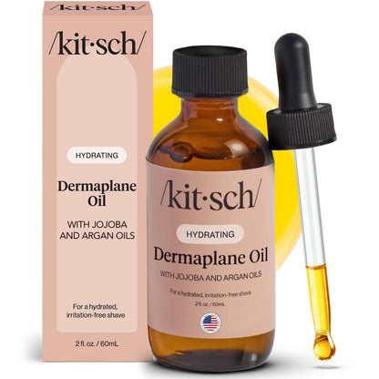 Kitsch Dermaplane Face Oil with Jojoba & Argan Oil – Hydrating Facial Formula for Dermaplaning Tool, Gua Sha & Razor Use Kitsch
