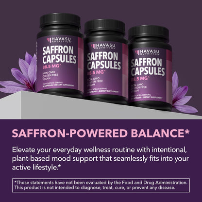 Saffron Supplements, 88.5mg Saffron Extract Per Serving, 30 Servings | Antioxidant Support to Promote Energy, Mood Support & Eye Health, 30 Count, Vegan, Non-GMO & Gluten Free, 1 Month Supply Gsupps Australia