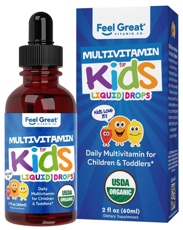 Feel Great Vitamins Organic Multivitamin Liquid Drops for Toddlers & Kids | Daily Essential Nutrients for Healthy Growth | The Feel Great Vitamin Company buy australia supplements