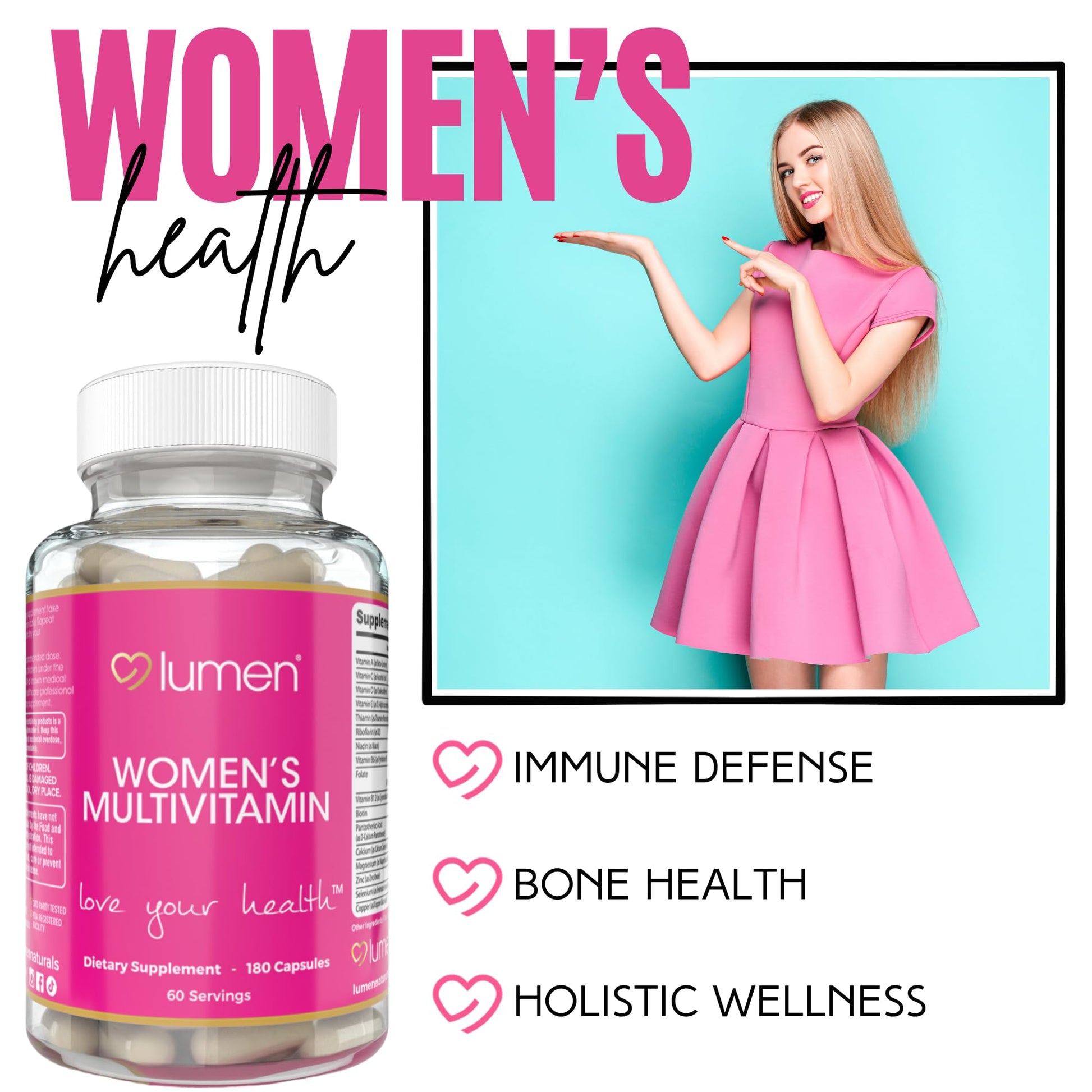Lumen Naturals Women's Multivitamin Vitamin B12, A, C, D, & E - 180 Count - 60 Servings - Veggie Capsules Lumen Naturals buy australia supplements
