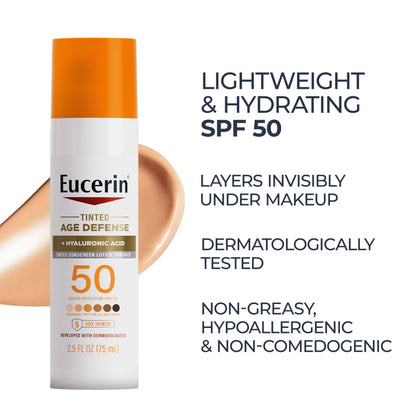 Eucerin Sun Age Defense Tinted Face Lotion SPF 50, 2.5 FL OZ Eucerin