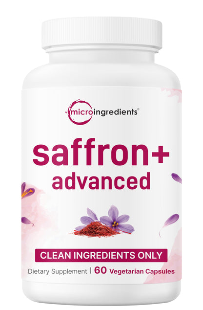 Micro Ingredients Saffron+ Advanced Supplements, 60 Veggie Capsules – 10-in-1 with Saffron Extract, High Absorption Fat-Soluble Vitamin C, Magnesium Micro Ingredients