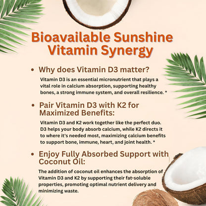 Micro Ingredients Vitamin D3 10,000 IU + K2 MK-7 200 mcg, 300 Softgels with Virgin Coconut Oil | 2-in-1 Vitamins D & K Complex Micro Ingredients