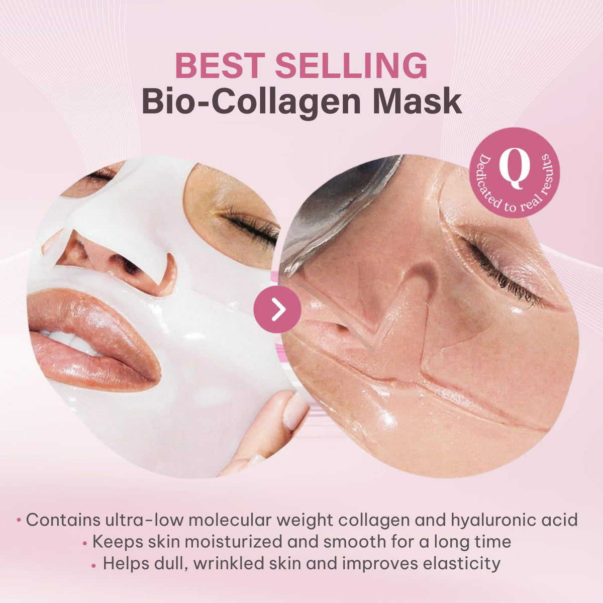 Quasi Bio-Collagen Face Mask Overnight – Hydrating Korean Sheet Mask – Niacinamide & Low Molecular Collagen – Firming & Smoothing Skincare for All Skin Types – 4 Masks Quasi