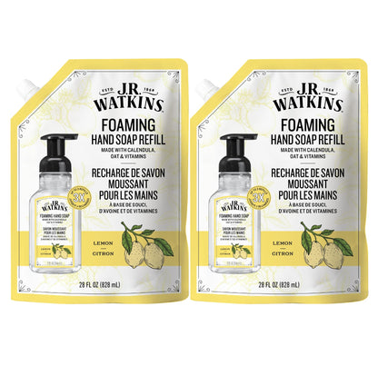 J.R. Watkins Moisturizing Foam Hand Soap Refill 2 Pack, Lemon, 28 fl oz J.R. Watkins