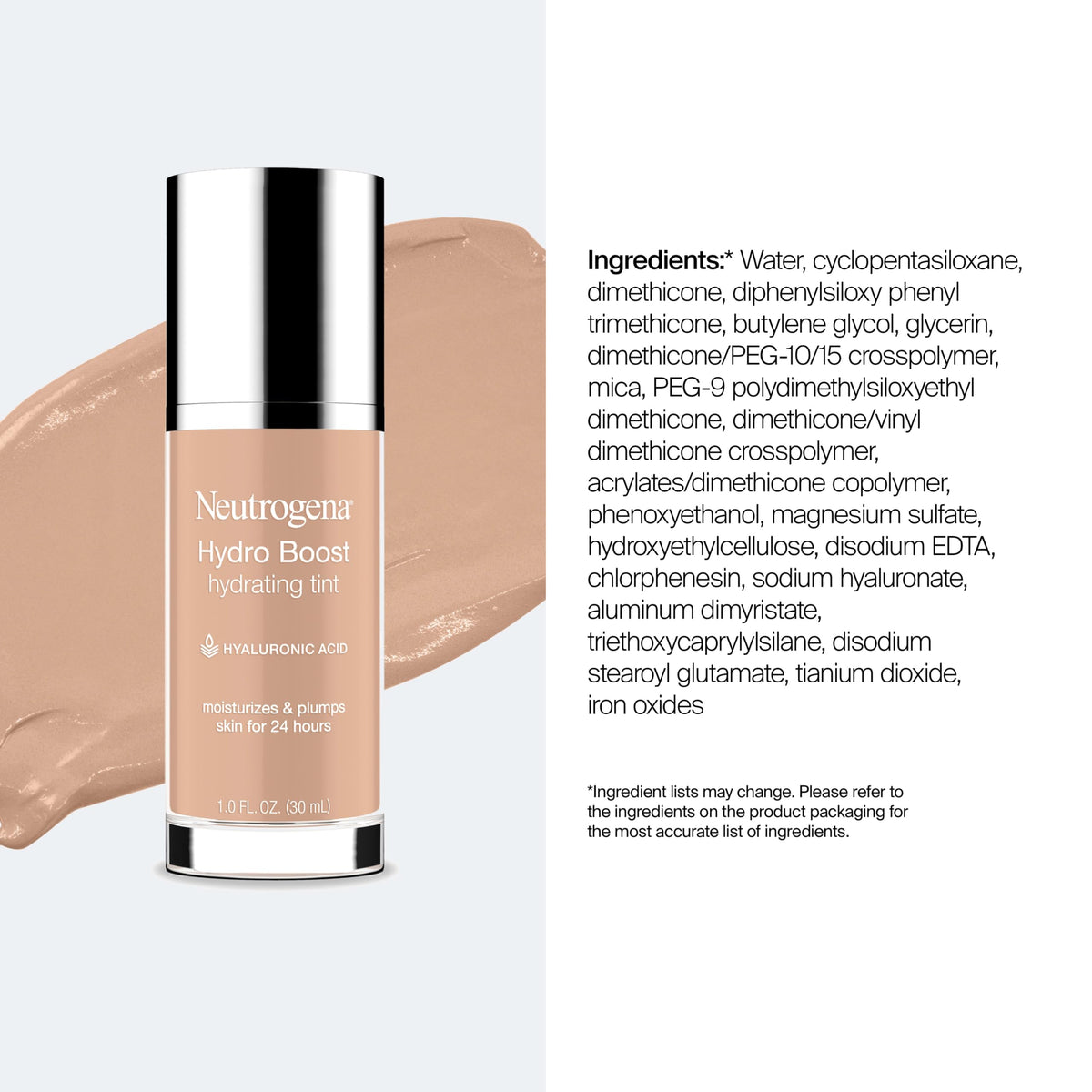 Neutrogena Hydro Boost Hydrating Tint Foundation, Buff 30, 1.0 fl. oz Neutrogena