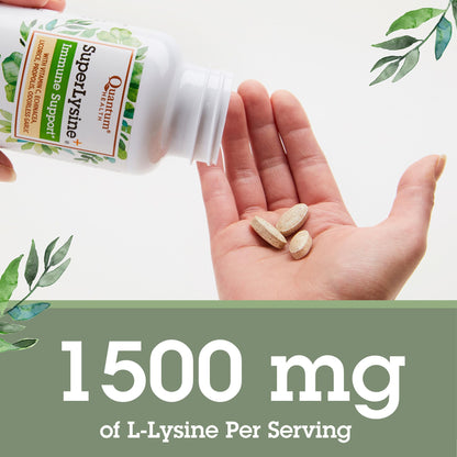 Quantum Health Super Lysine+ / Advanced Formula Lysine+ Immune Support with Vitamin C, Echinacea, Licorice, Propolis, Odorless Garlic (90 Tablets) Quantum