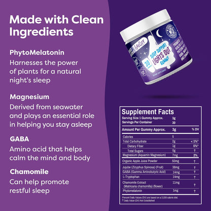 FlavCity Melatonin Sleep Gummies for Adults, Lights Out Gummy - Chewable Sleep Support Supplement with Plant-Based GABA, Magnesium FlavCity