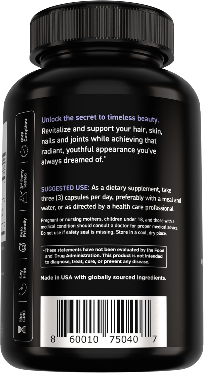 Vital Vitamins Multi Collagen Complex Plus Biotin, Hyaluronic Acid & VIT. C | Hair, Skin, & Nails Supplements for Women and Men, 5 Collagen Types I II III V & X, 150 Capsules Gsupps Australia