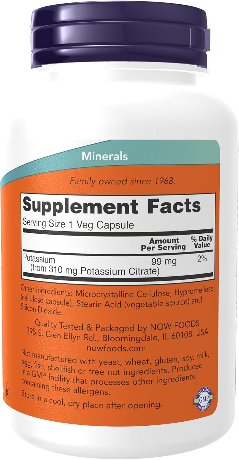 NOW Potassium Citrate 99 mg,180 Capsules Gsupps Australia