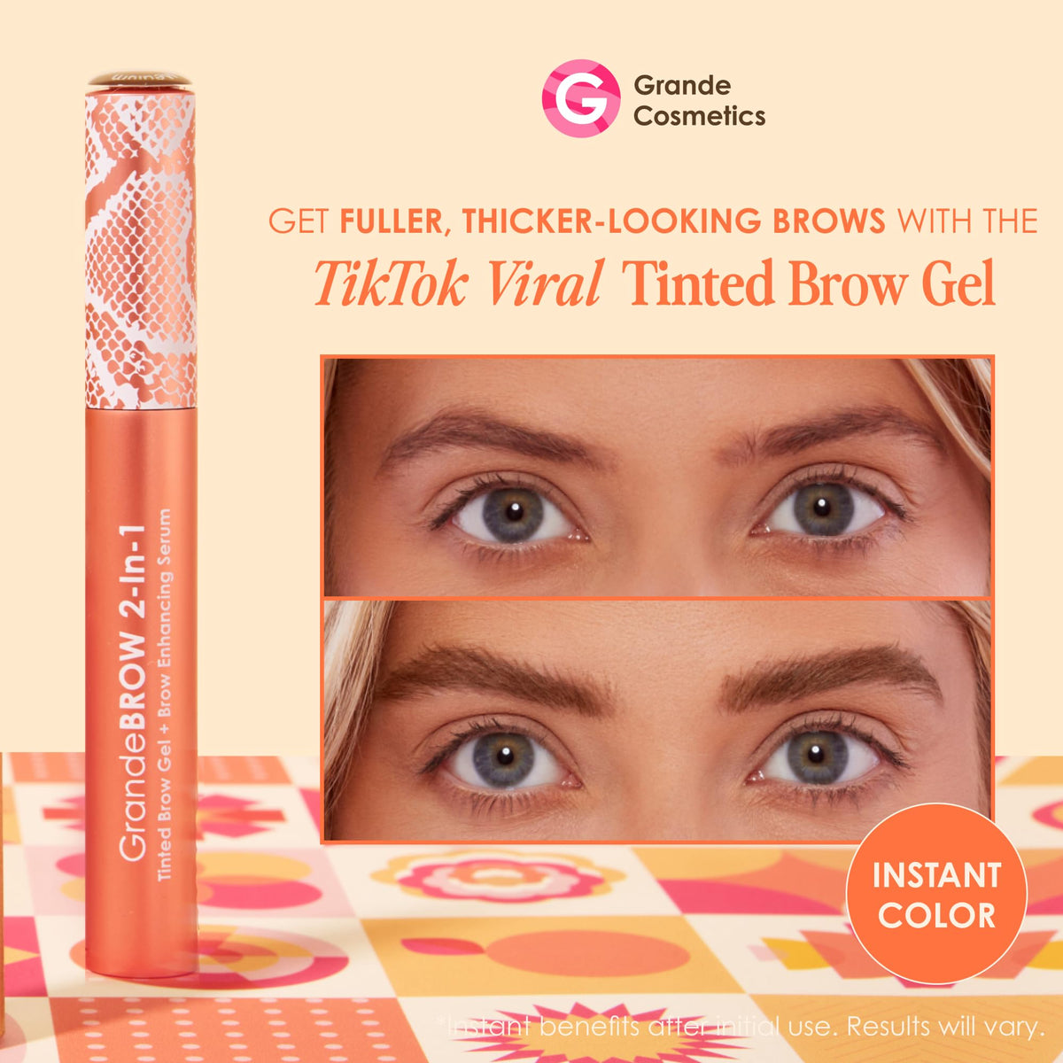 Grande Cosmetics GrandeBROW 2-in-1 Tinted Brow Gel & Serum, Medium Grande Cosmetics
