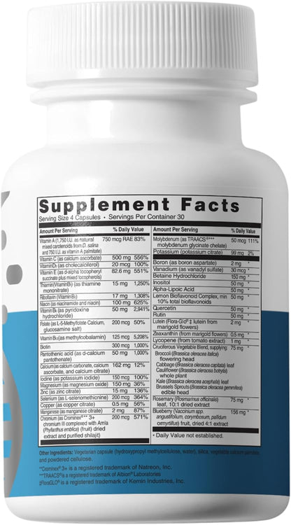 Advanced Bionutritionals Healthy Resolve Multivitamin 40 Nutrients with Lutein, Lycopene, B Vitamins, D3, Calcium Citrate & Antioxidants – Eye, Heart, Brain & Immune Support – 60 Capsules